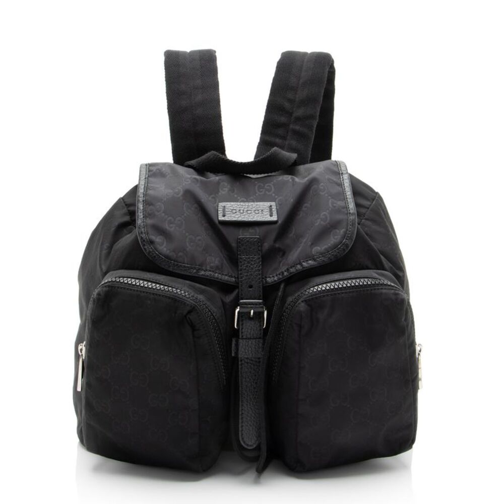 Gucci GG Nylon Buckle Double Pocket Backpack